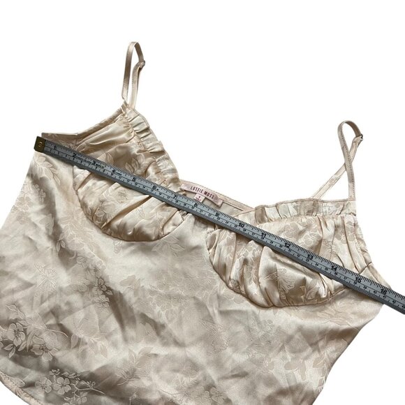 Lottie Moss Womens Satin Floral Crop Top Cream Small Coquette Y2K Party‎ - Picture 10 of 11